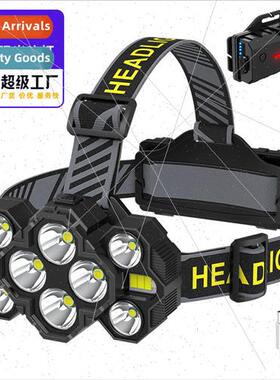 New 10 core LED super bright headlamp usb rechargeable COB b