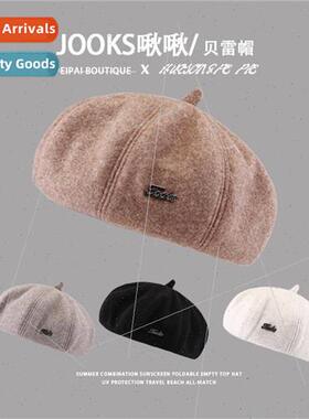 Autumn and winter English metal label hundred with beret Kor