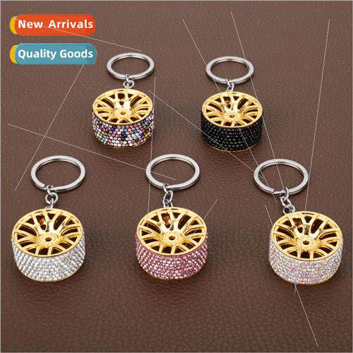 Creative gifts fashion full diamond car wheel hub keychain c