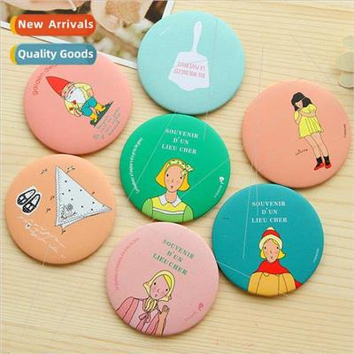 Koreas new cartoon small round mirror creative carry-on mirr