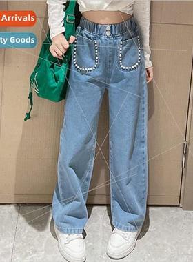 2023 new childrens fashion jeans 适用 girls in the fall sect