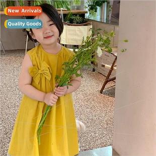2023 und girls gas new summer dress tie bow childrens Korean