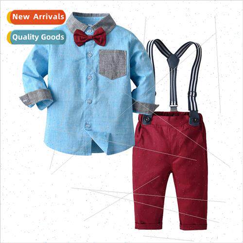 Childrens spring new childrens colorful bow tie shirt boys b
