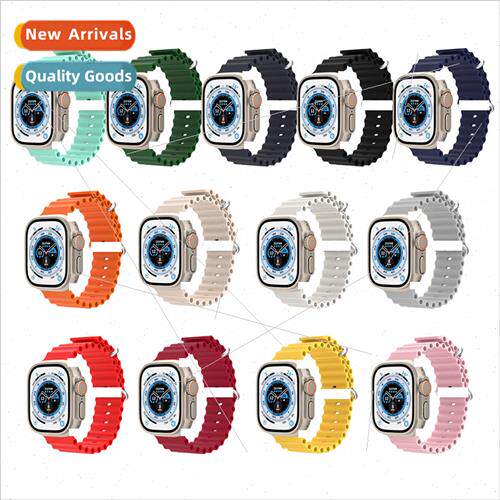 适用 apple watch8 Ultra watch marine silicone strap apple of