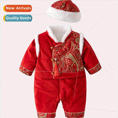 Baby clothes winter new thickened warm onesie baby boy grab