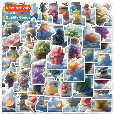 50 hand drawn  fruit in the clouds cartoon stickers luggage