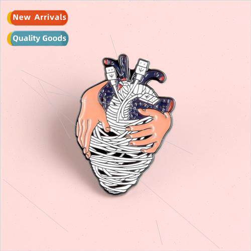 New Products Brooch Data Cable Ring Heart Brooch Refuse to b