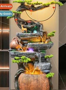 Large floor-to-ceiling circulation water fountain indoor hum