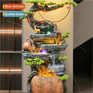 Large floor-to-ceiling circulation water fountain indoor hum