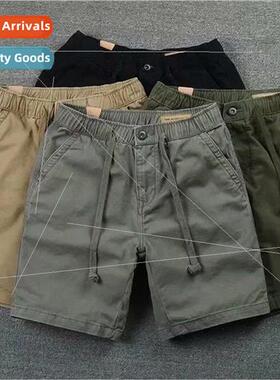 Summer Elastic Waist Casual Shorts 2022 Summer New Mens Soli