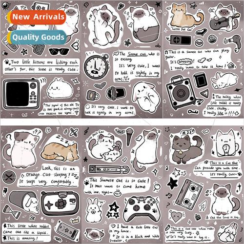 8 siamese cats observation diary coo card stickers DIY handb