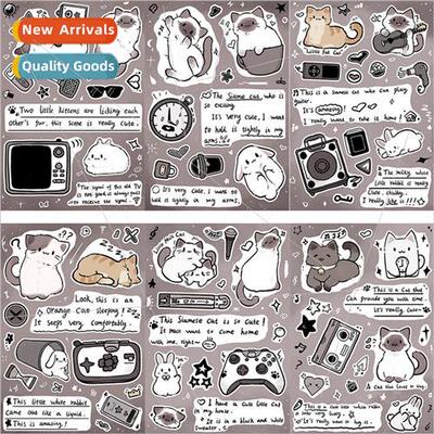 8 siamese cats observation diary coo card stickers DIY handb