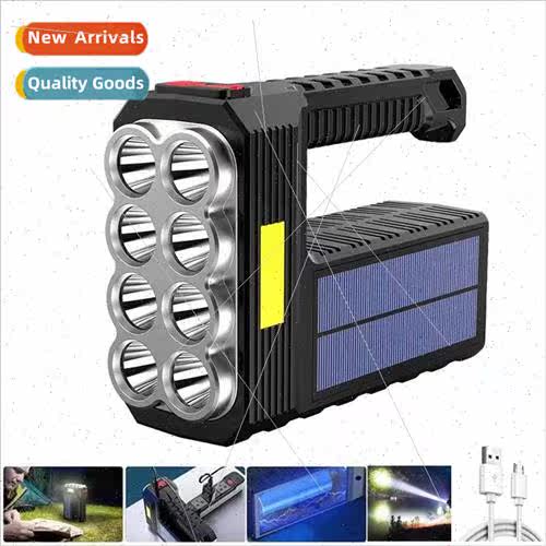 New solar rechargeable USB flashlight super bright 8 led fla
