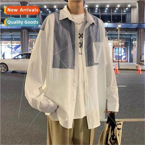 Shirt mens spring and fall new design sense niche loose blou
