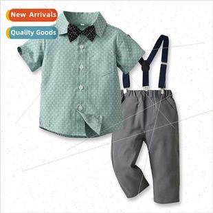 childrens short sleeved Korean breasted the single cotto