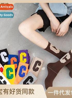 Korea colorful large C letter socks female spring and summer