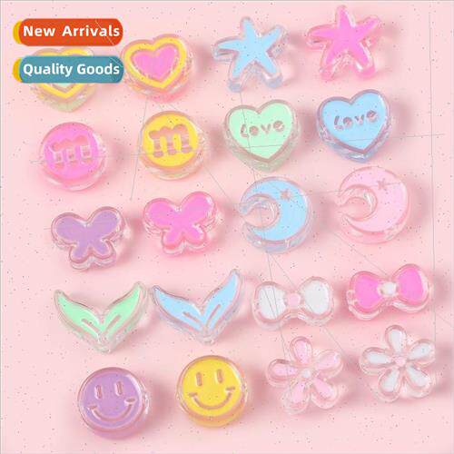 10 acrylic transparent oil drop butterfly smiley accessories