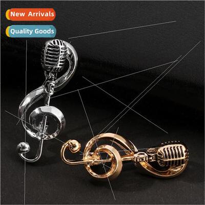 Metal mens brooch personality microphone pin temperament not