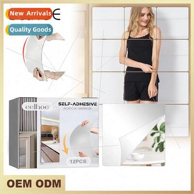 -adhesive anti-drop wall mirror Bedroom splicing self-adhesi
