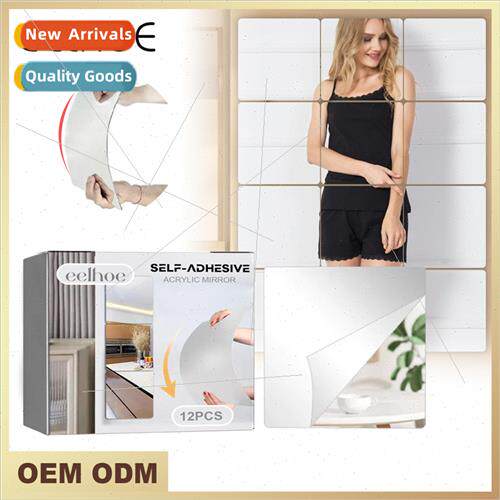 -adhesive anti-drop wall mirror Bedroom splicing self-adhesi