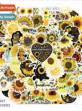 100 ins small fresh sunflower graffiti stickers luggage note