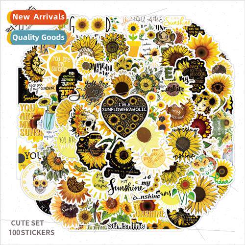 100 ins small fresh sunflower graffiti stickers luggage note