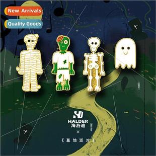 Zombie Ghost Mummy Graveyard Pin Skeleton Brooch Badge Party