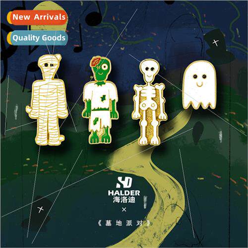 Graveyard Party Skeleton Zombie Ghost Mummy Brooch Pin Badge