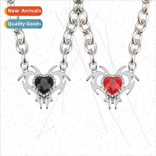 Dark wind hip-hop diamonds love pendant necklace collarbone
