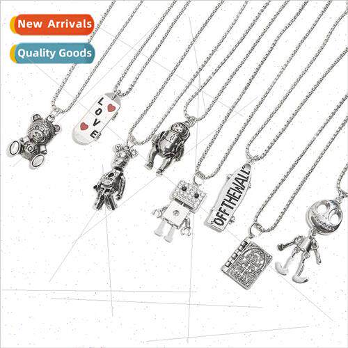 Hip Hop Cute Toy Bear Space Robot Scooter Bible Book Necklac