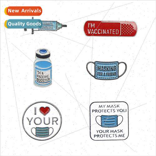 Vaccinated Syringe Nurses Day Pin Mouthpiece Picture Pill Bo