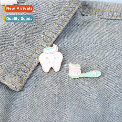 Creative cartoon jewelry badge clean toothbrush toothpaste b