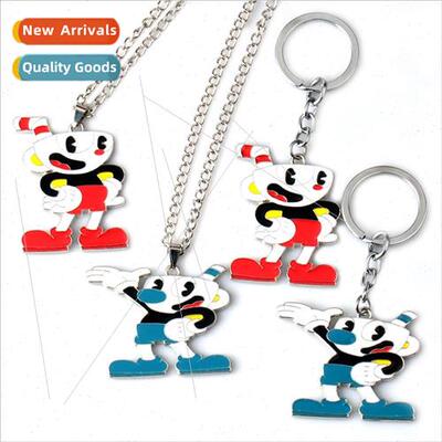 Game Cuphead teacup head alloy keychain mug people around th