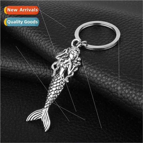 Creative metal car keychain mermaid key ring ocean series ba