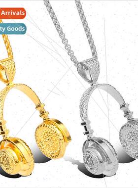 Fashion rock  metal headphone pendant necklace men hiphop hi