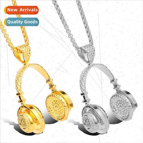 Fashion rock  metal headphone pendant necklace men hiphop hi