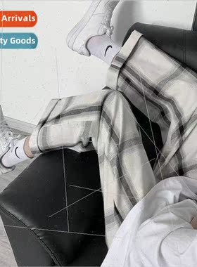 Hong Kong  ins plaid nine-minute pants men Korean spring nd