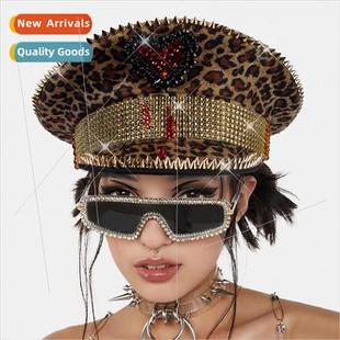 peach new retro fashion che heart leopard decoration navy