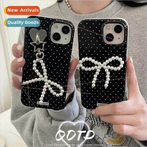 ins luxury pearl bow 适用 iPhone 14 niche female 15ProMax Ap