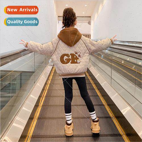 Girls padded jacket fall and winter 2023 new childrens cloth