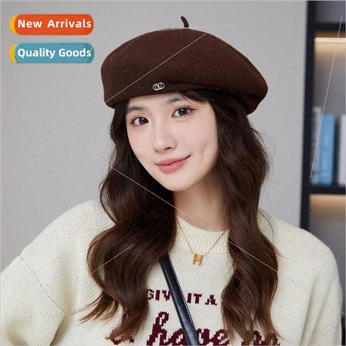 The new fashion tweed retro beret Japanese show face small h