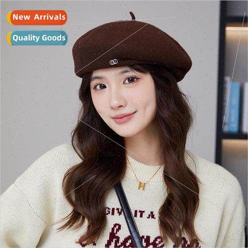 The new fashion tweed retro beret Japanese show face small h