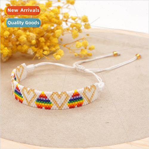 Fashion Couple Ethnic Rainbow Beaded Jewelry Rice Beads Hand