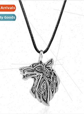 Nordic Viking Possession Charm Wolf Head Necklace Pendant Je
