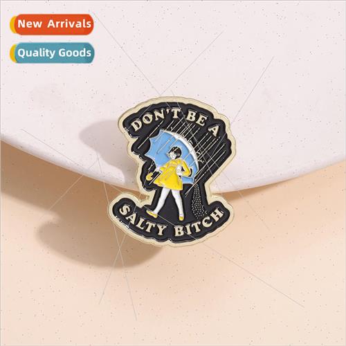 Exquisite brooch raining little girl cartoon letters fun bad