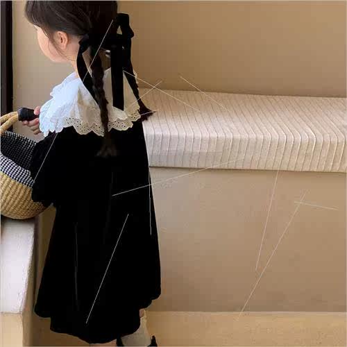 CHILDRENS DRESS 2023 FALL NEW KOREAN GIRLS VELVET DRESS APPLICABLE