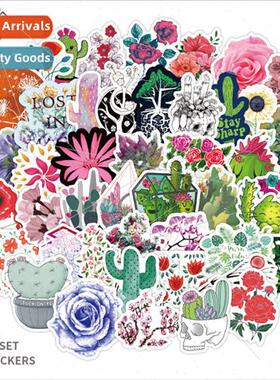 100 -repeating plants and flowers landscape stickers suitcas