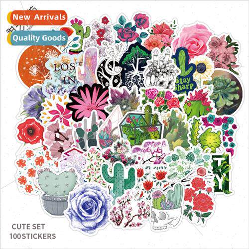 100 -repeating plants and flowers landscape stickers suitcas