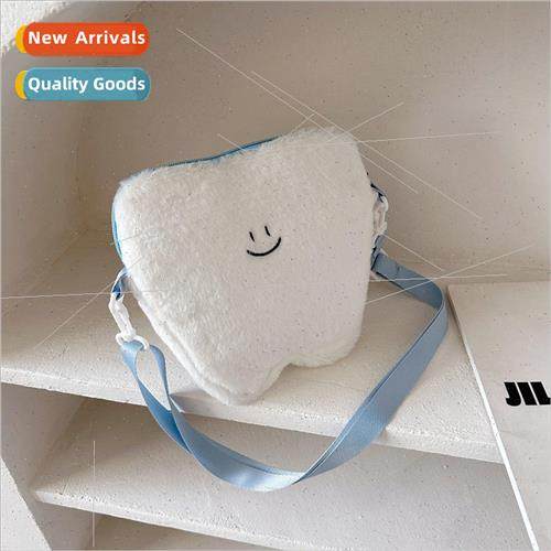 Cute cartoon ins weird double-sided cartoon teeth plush bag