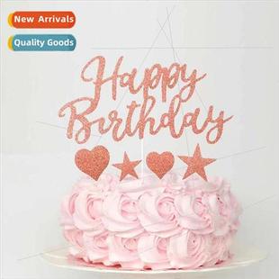 Happy gold Flag Cake Birthday glitter paper onion 400g